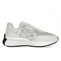 Женские кроссовки Alexander McQueen Sprint Runner White Glitter (W)