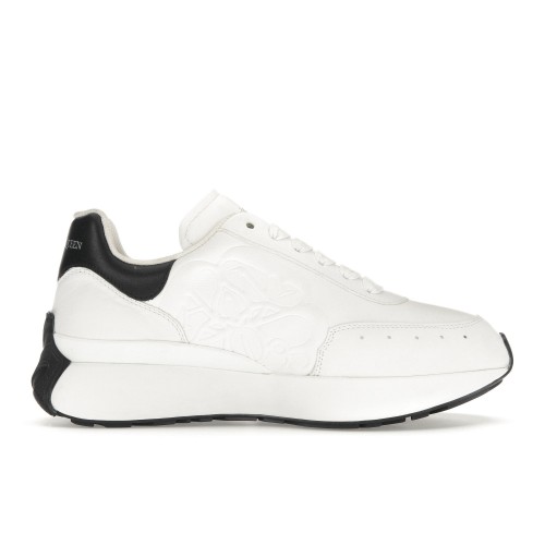 Кроссы Alexander McQueen Sprint Runner White Black - мужская сетка размеров