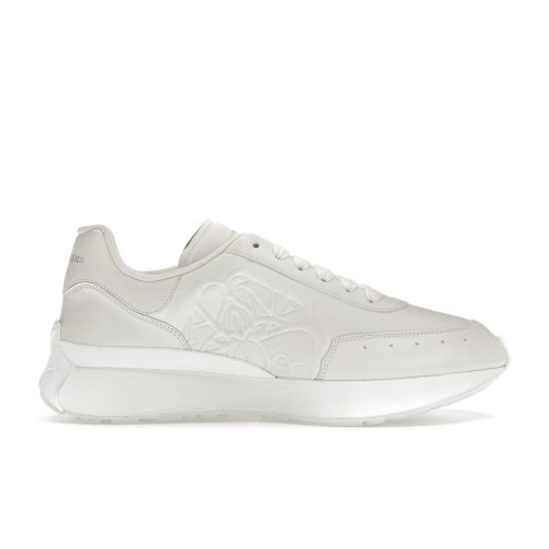 Кроссы Alexander McQueen Sprint Runner Triple White - мужская сетка размеров