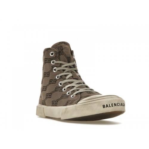 Balenciaga Paris High Top BB Monogram Dark Beige Brown - мужская сетка размеров