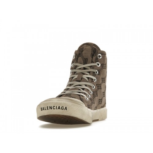 Balenciaga Paris High Top BB Monogram Dark Beige Brown - мужская сетка размеров