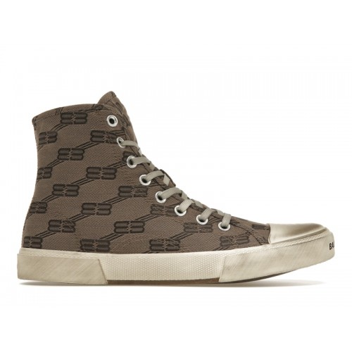 Balenciaga Paris High Top BB Monogram Dark Beige Brown - мужская сетка размеров