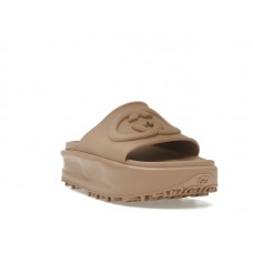 Женские Gucci GG Oversize Slide Sandal Interlocking G Light Brown (W)