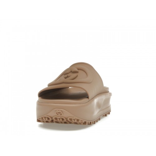 Gucci GG Oversize Slide Sandal Interlocking G Light Brown (W) - женская сетка размеров