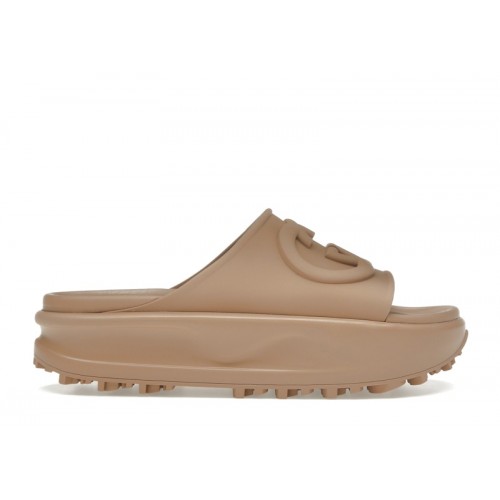 Gucci GG Oversize Slide Sandal Interlocking G Light Brown (W) - женская сетка размеров