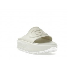 Женские Gucci GG Oversize Slide Sandal Interlocking G Off White (W)
