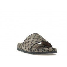 Gucci GG Slide Sandal Beige Blue Monogram