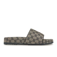 Gucci GG Slide Sandal Beige Blue Monogram
