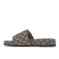 Gucci GG Slide Sandal Beige Blue Monogram