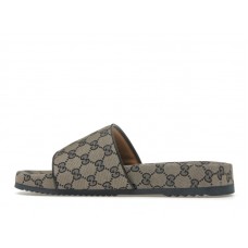 Gucci GG Slide Sandal Beige Blue Monogram