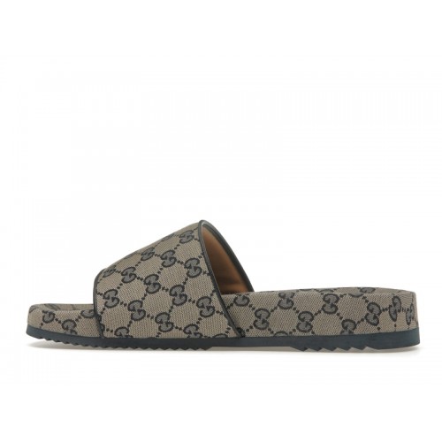 Gucci GG Slide Sandal Beige Blue Monogram
