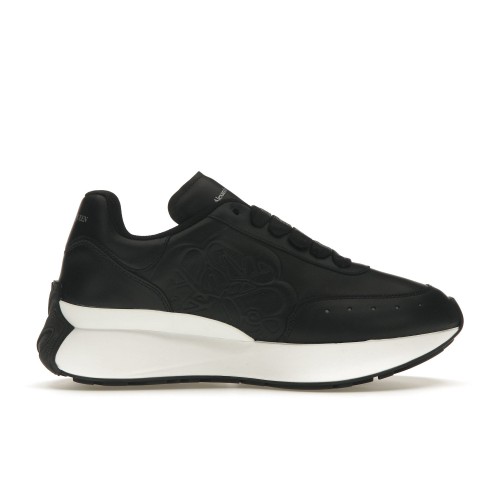 Кроссы Alexander McQueen Sprint Runner Black White (W) - женская сетка размеров