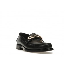 Gucci Logo Loafers Black Leather