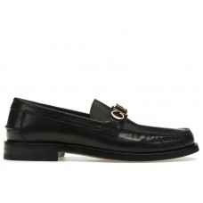 Gucci Logo Loafers Black Leather