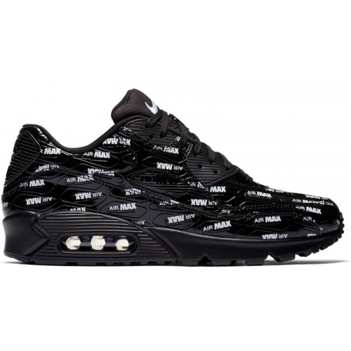 Кроссы Nike Air Max 90 All-Over Print Black White - мужская сетка размеров