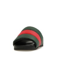 Женские Gucci Padded Web Slide Green Red Web (W)