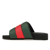 Женские Gucci Padded Web Slide Green Red Web (W)