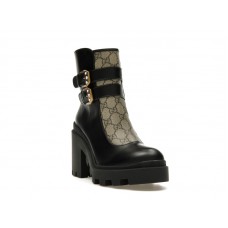 Женские Gucci Buckles Ankle Boots Black Beige (W)