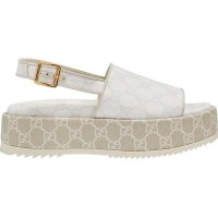 Женские Gucci GG Platform Sandal White Beige (W)