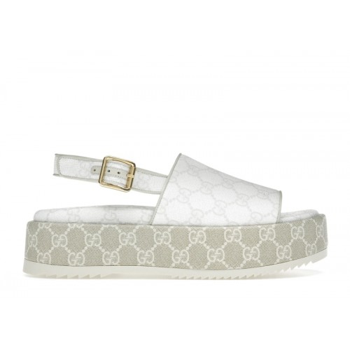 Gucci GG Platform Sandal White Beige (W) - женская сетка размеров