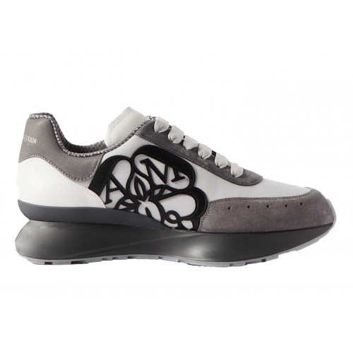 Кроссы Alexander McQueen Sprint Runner Grey White - мужская сетка размеров
