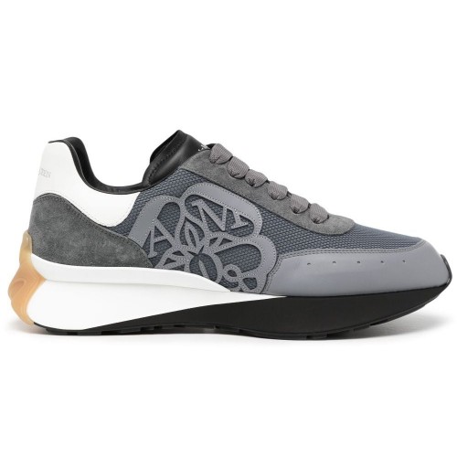 Кроссы Alexander McQueen Sprint Runner Grey Navy Blue - мужская сетка размеров