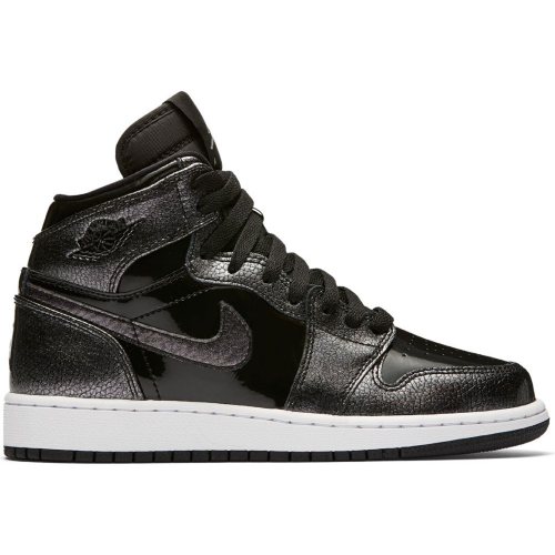 Кроссы Jordan 1 Retro High Black Patent (GS) - подростковая сетка размеров
