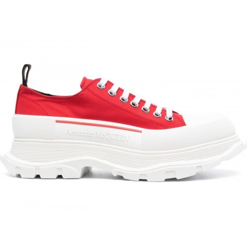 Кроссы Alexander McQueen Tread Slick Low Lace Up Red White - мужская сетка размеров