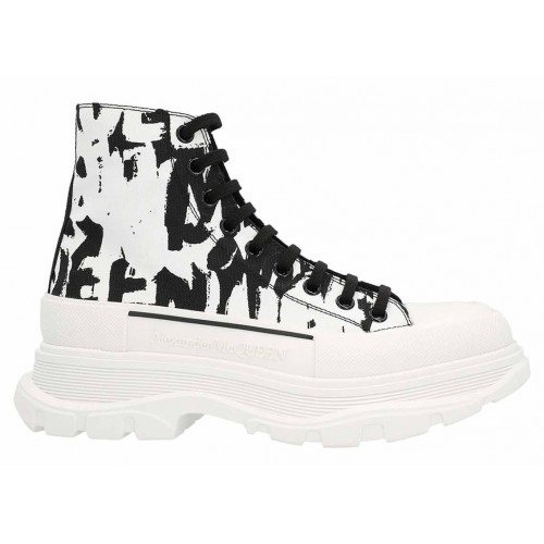 Alexander Mcqueen Graffiti Tread Slick Boot White Black - мужская сетка размеров
