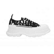Кроссовки Alexander McQueen Graffiti Tread Slick Low Lace Up Black White