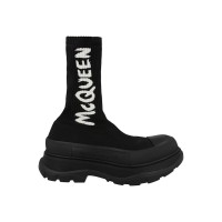 Alexander McQueen Graffiti Knit Tread Slick Boot Black