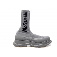 Alexander McQueen Graffiti Knit Tread Slick Boot Grey