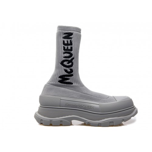 Alexander McQueen Graffiti Knit Tread Slick Boot Grey - мужская сетка размеров