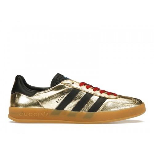 Кроссы adidas x Gucci Gazelle Metallic Gold - мужская сетка размеров