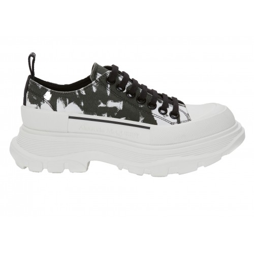 Кроссы Alexander McQueen Tread Slick Low Lace Up White Black (W) - женская сетка размеров