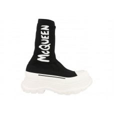 Женские Alexander McQueen Tread Slick Boot Ribbed Black White (W)