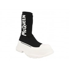 Женские Alexander McQueen Tread Slick Boot Ribbed Black White (W)