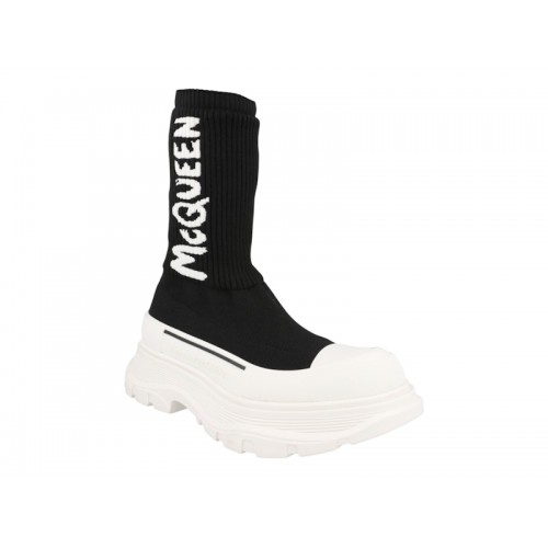 Alexander McQueen Tread Slick Boot Ribbed Black White (W) - женская сетка размеров