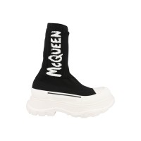 Женские Alexander McQueen Tread Slick Boot Ribbed Black White (W)