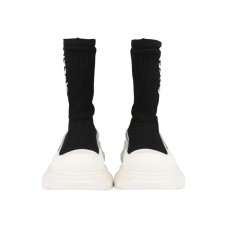 Женские Alexander McQueen Tread Slick Boot Ribbed Black White (W)