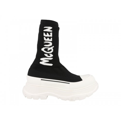 Alexander McQueen Tread Slick Boot Ribbed Black White (W) - женская сетка размеров