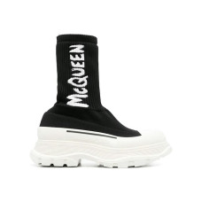 Женские Alexander McQueen Logo Intarsia Chunky Sock Sneaker Black Ice (W)