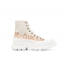 Женские кроссовки Alexander McQueen Tread Slick High Top Sneakers Beige (W)