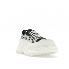 Женские кроссовки Alexander McQueen Tread Slick Low Lace Up Canvas Graffiti Black White White (W)