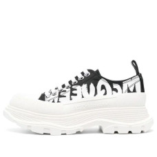 Женские Alexander McQueen Tread Slick Low Lace Up Canvas Graffiti Black White White (W)
