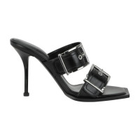 Женские Alexander McQueen Double Buckle Punk 4 In Mules Black Silver (W)