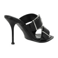Женские Alexander McQueen Double Buckle Punk 4 In Mules Black Silver (W)