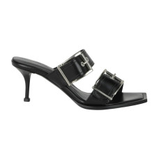 Женские Alexander McQueen Double Buckle Punk 3 In Mules Black Silver (W)