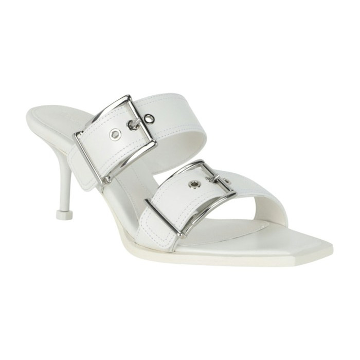 Alexander McQueen Wmns Double Buckle Punk Mule Ivory - женская сетка размеров Alexander McQueen Wmns Double Buckle Punk Mule Ivory - женская сетка размеров