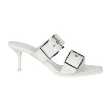 Женские Alexander McQueen Double Buckle Punk Mules Ivory (W)